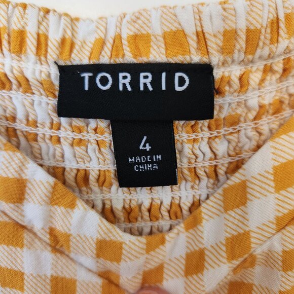 Torrid Yellow White Gingham Sleeveless Dress Lightweight Flowy Pretty Cute 4X - Picture 10 of 12